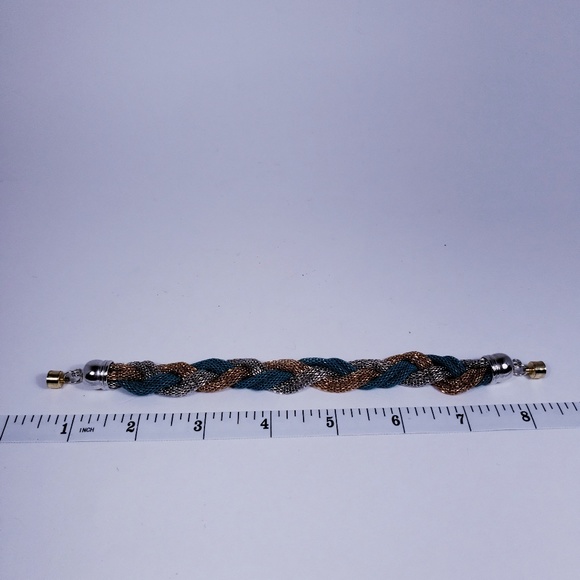 Chain Snake Braided Bracelet Silver Gold Blue - Picture 5 of 5